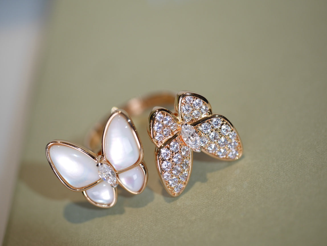 Rose Gold Two Butterfly Ring JZA82