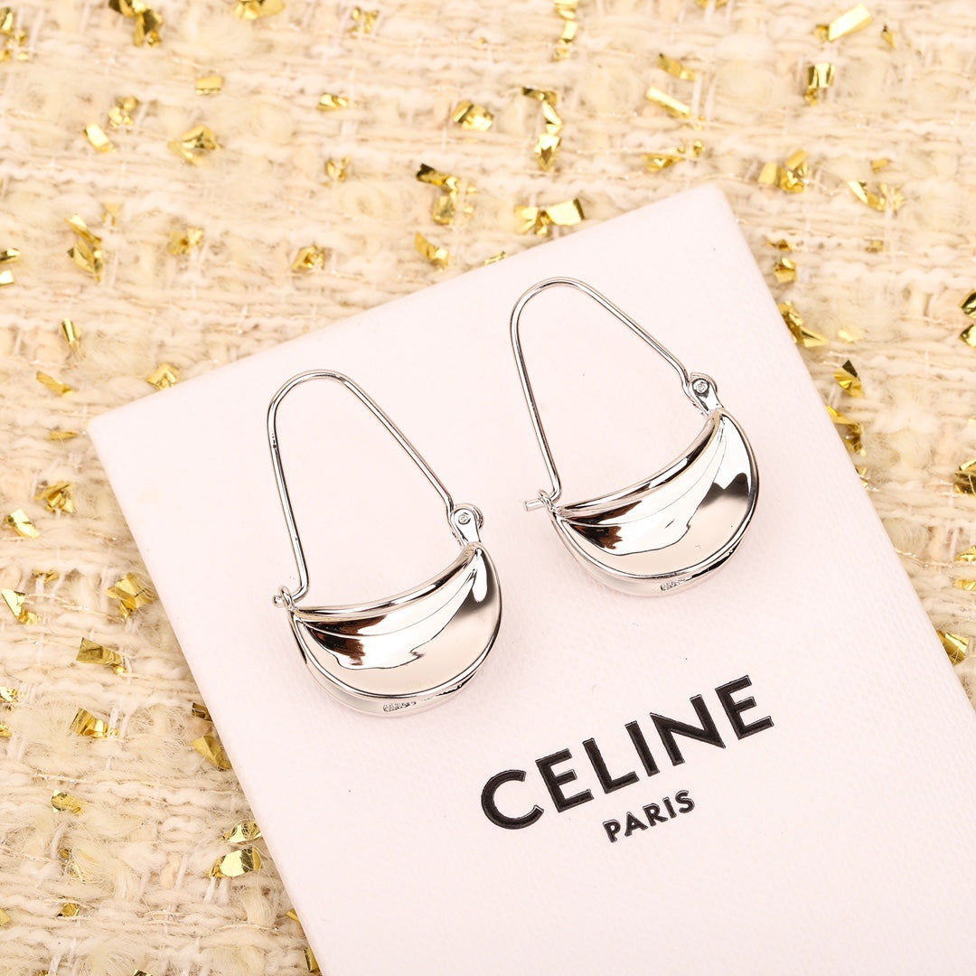 C-shaped small silver and gold bag earrings EHA228