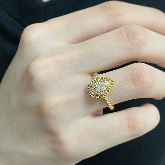 v jinbao shilong single full diamond water drop ring jza71