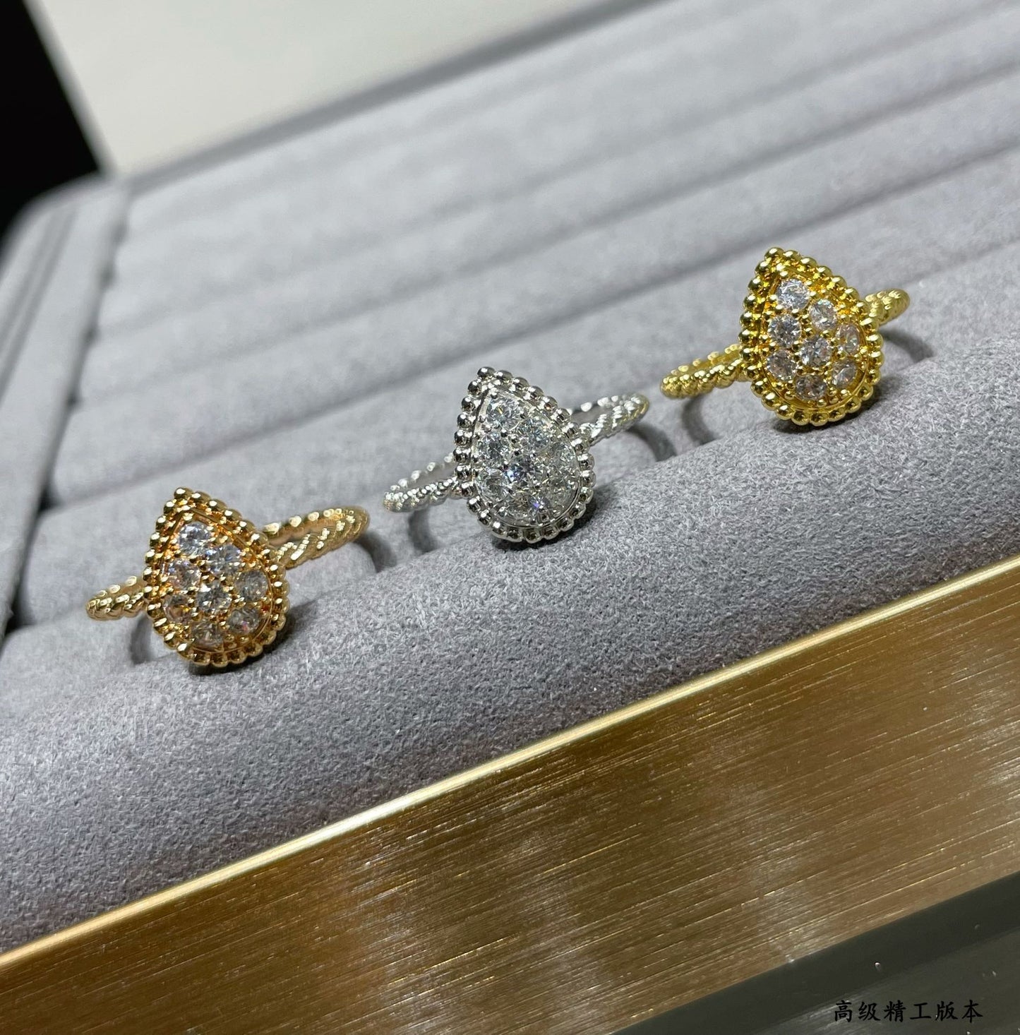 v jinbao shilong single full diamond water drop ring jza71