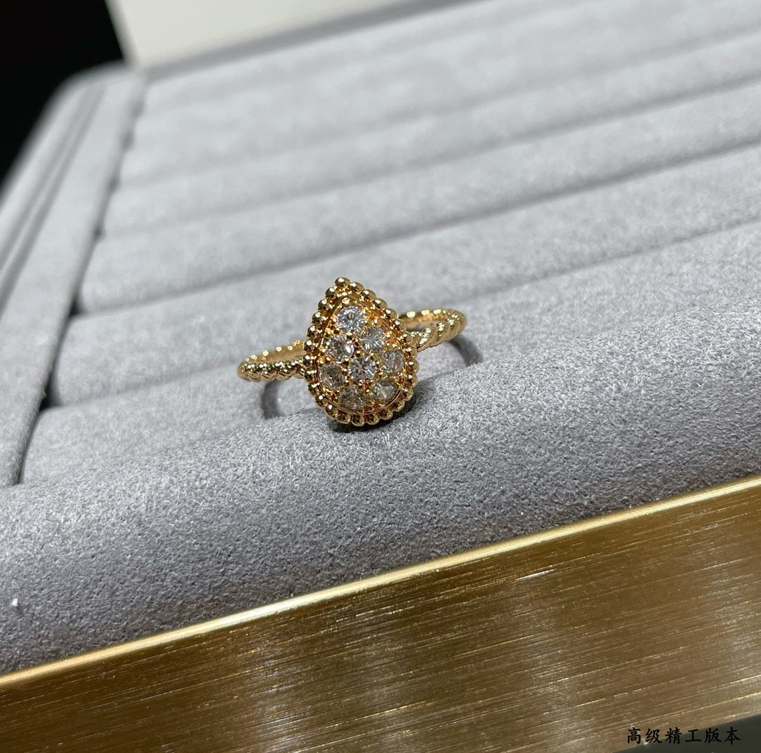 v jinbao shilong single full diamond water drop ring jza71