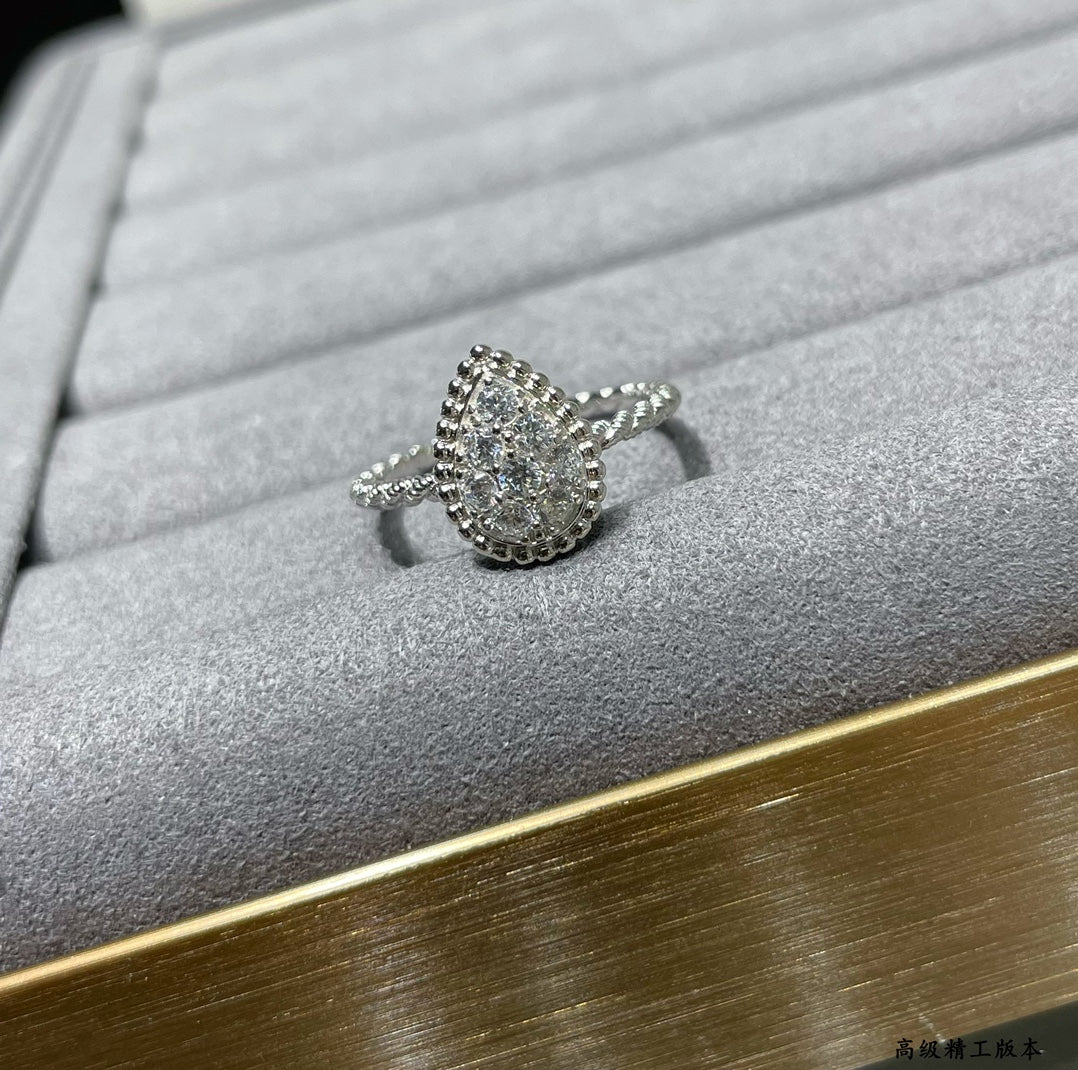 v jinbao shilong single full diamond water drop ring jza71