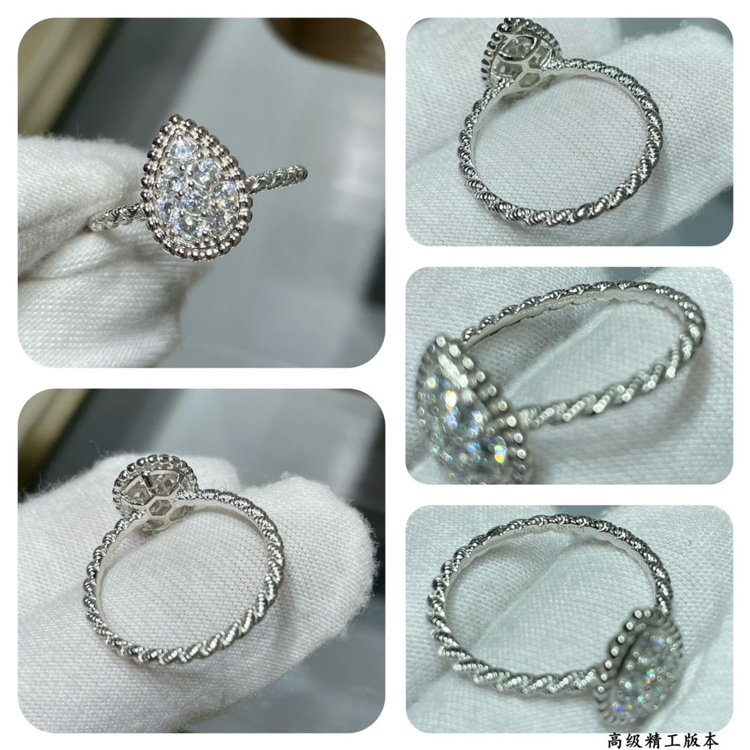 v jinbao shilong single full diamond water drop ring jza71