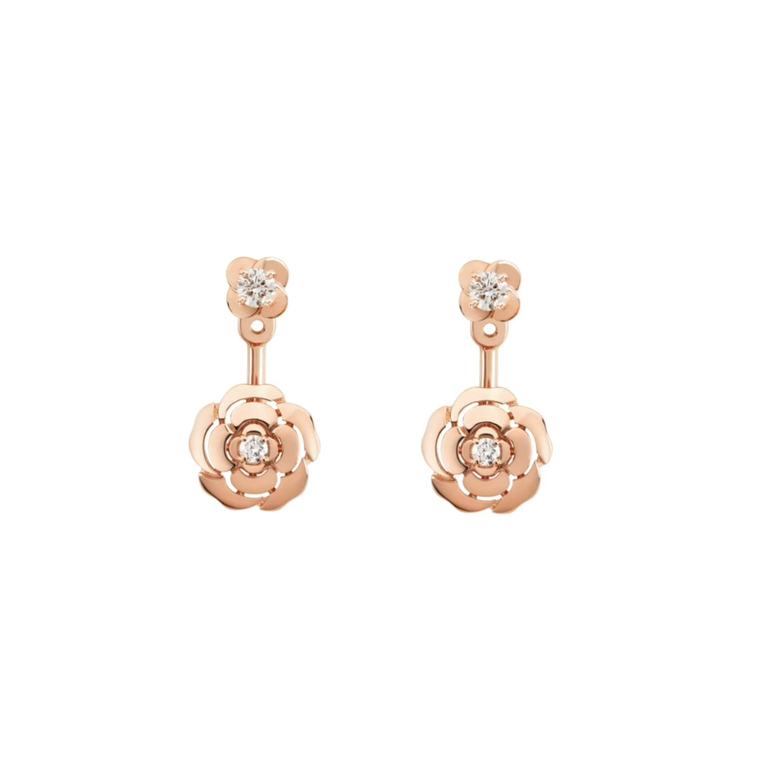 CHA Single Diamond Smooth Camellia Earrings EHA333