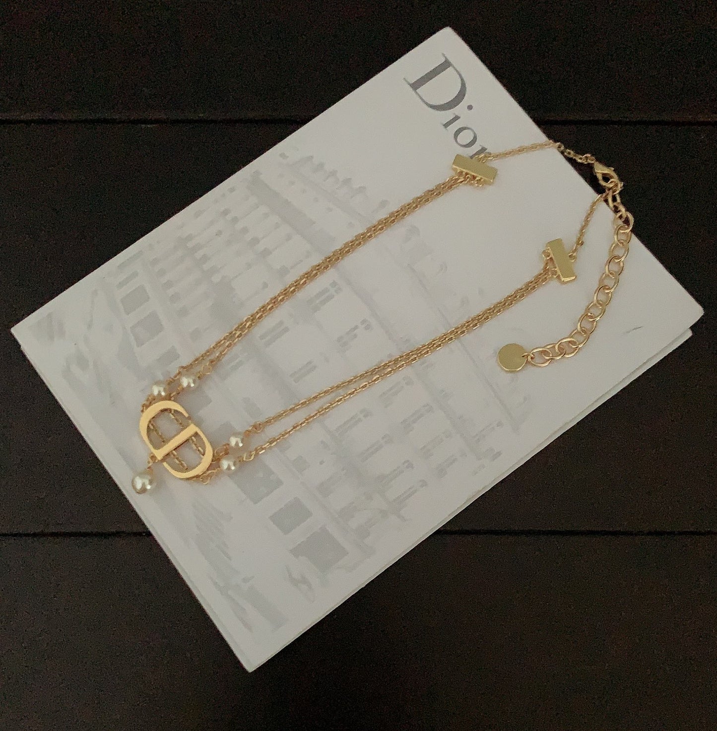 CD letter double-layer gold necklace XLA175