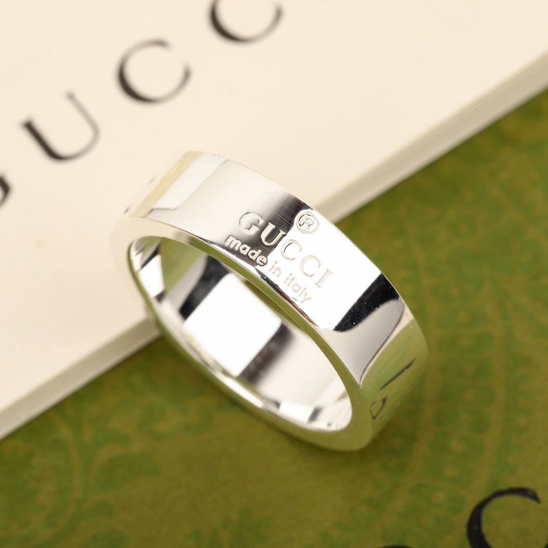 double g diagonal interlocking pure silver ring jza70