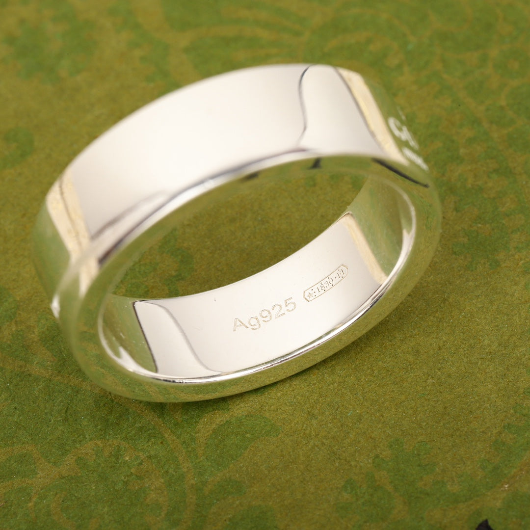 double g diagonal interlocking pure silver ring jza70