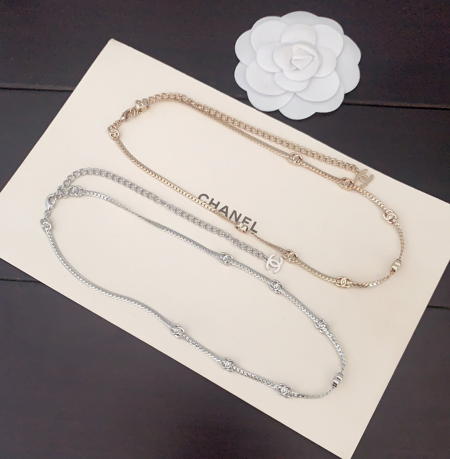 Light Gold 7-Flower CC Long Necklace XLA232