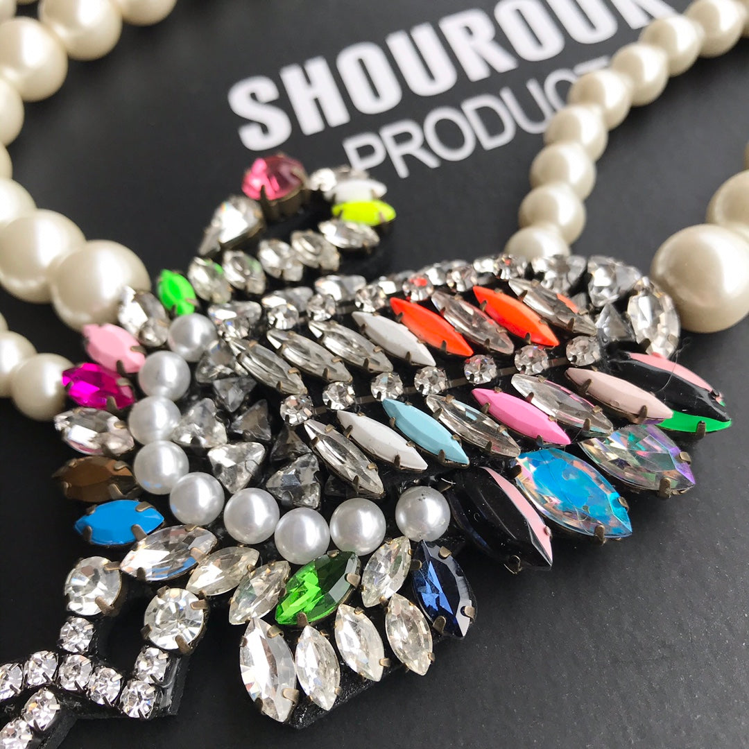 Shourouk Red crowned Crane Pearl Necklace XLA219