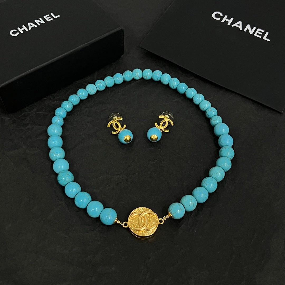 CHA Golden Round Turquoise Necklace XLA231