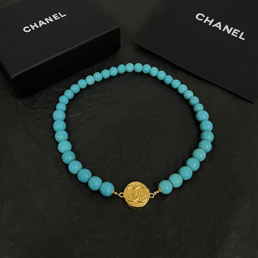 CHA Golden Round Turquoise Necklace XLA231