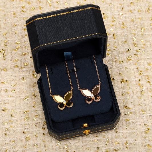 Golden Butterfly Diamond Pendant Necklace XLA229