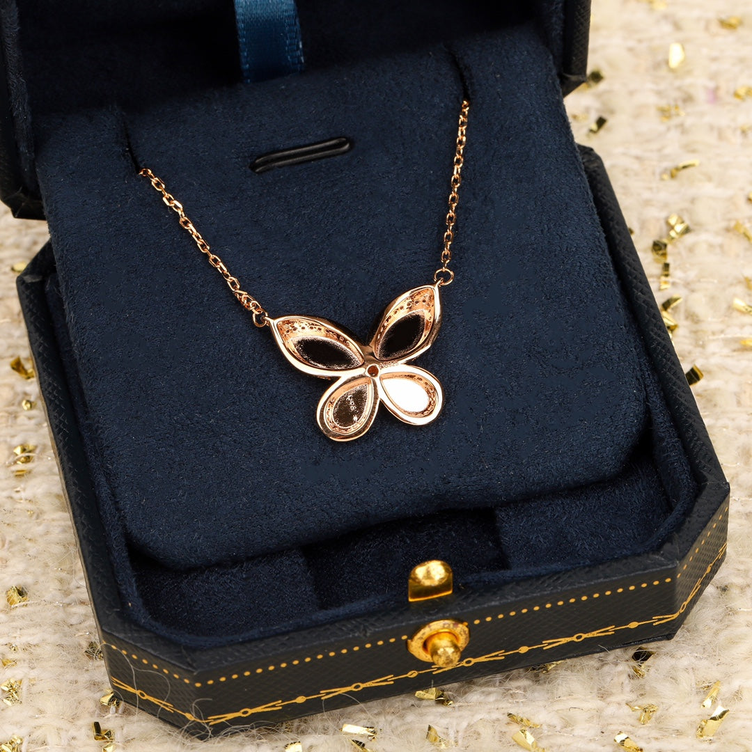 Golden Butterfly Diamond Pendant Necklace XLA229