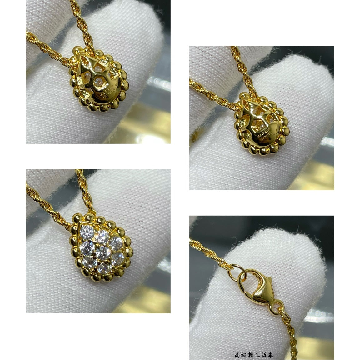 Water drop full diamond Fried Dough Twists kink gold necklace XLA166