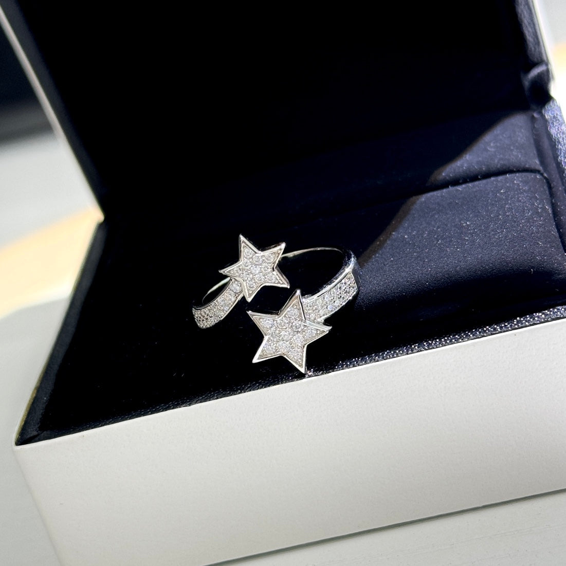 5a open star romantic open silver ring jza73