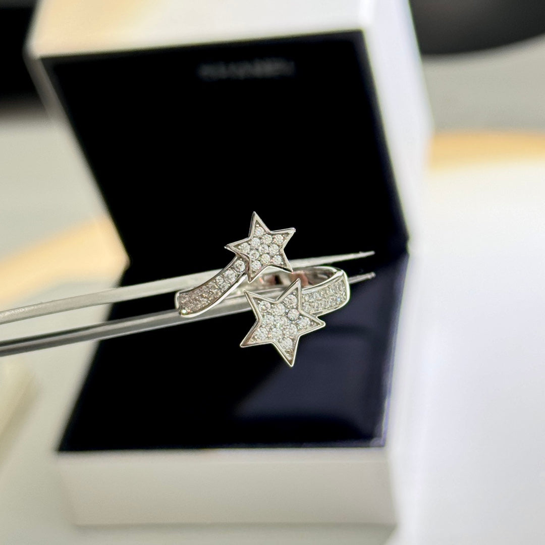 5a open star romantic open silver ring jza73
