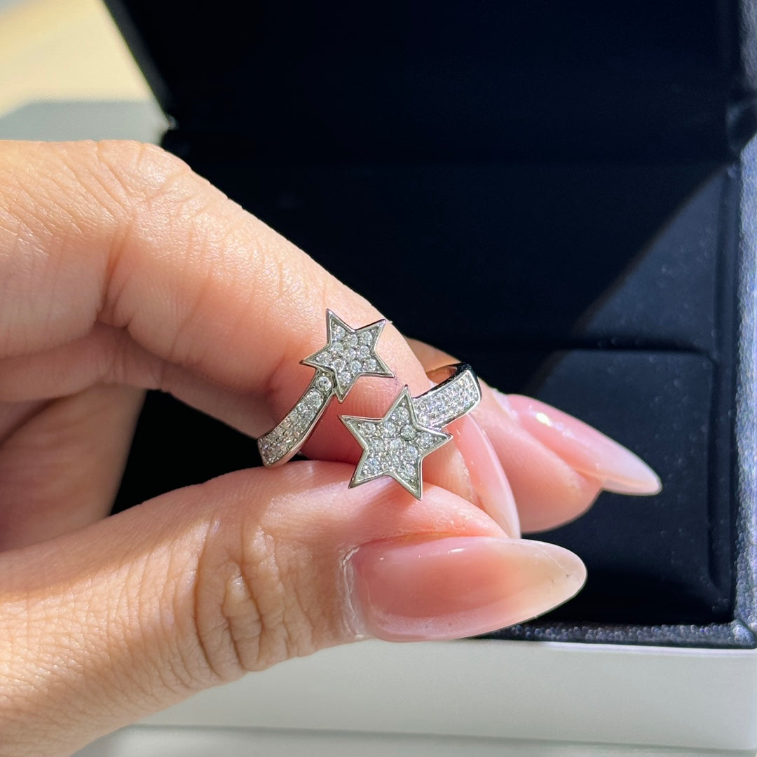 5a open star romantic open silver ring jza73
