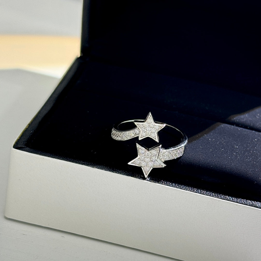 5a open star romantic open silver ring jza73