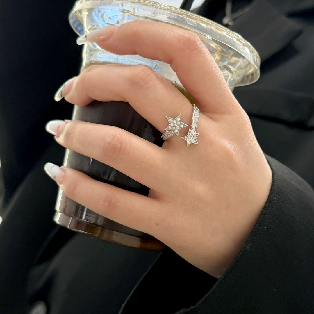 5a open star romantic open silver ring jza73