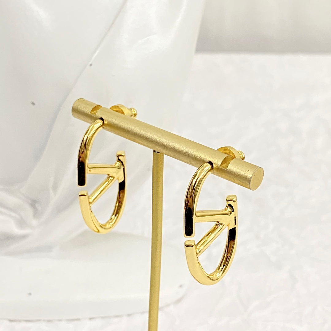 k gold large logo hollow gold earrings eha213