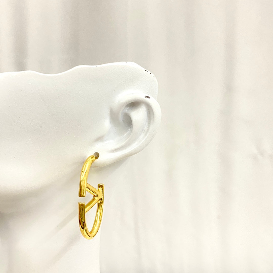 k gold large logo hollow gold earrings eha213