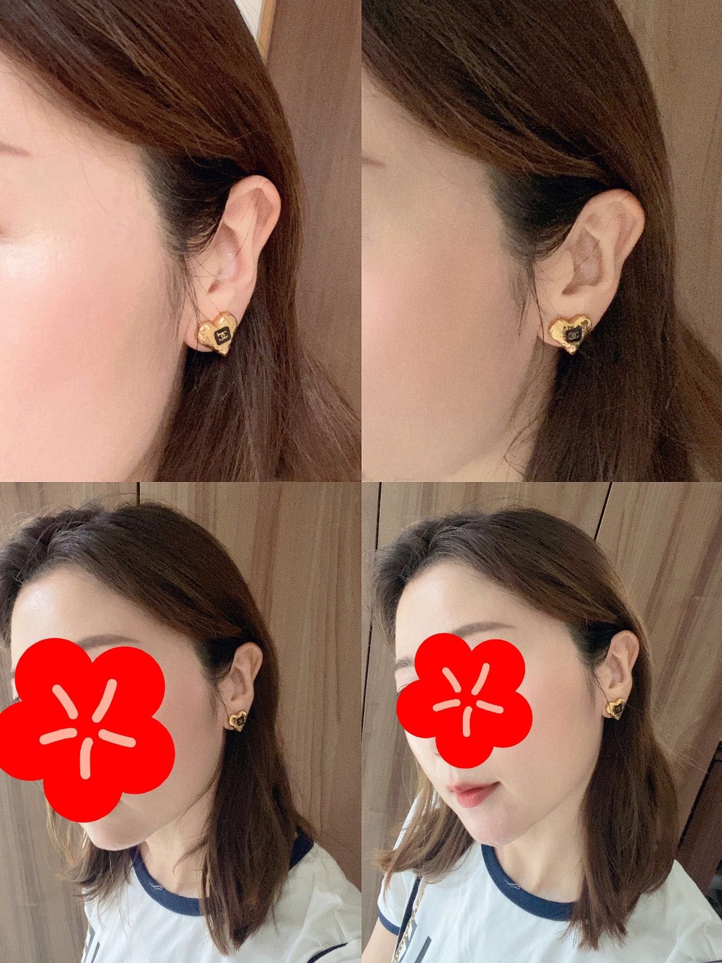 23K Love Double C Gold Earrings EHA241