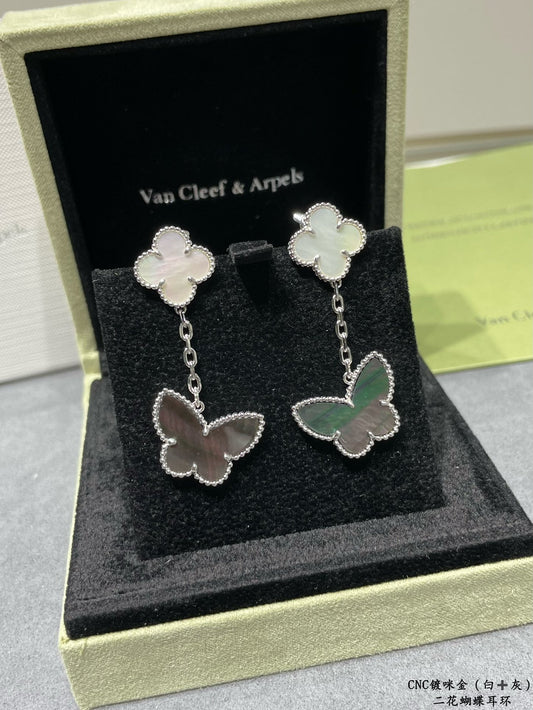 vca four leaf clover butterfly two flower earrings eha253