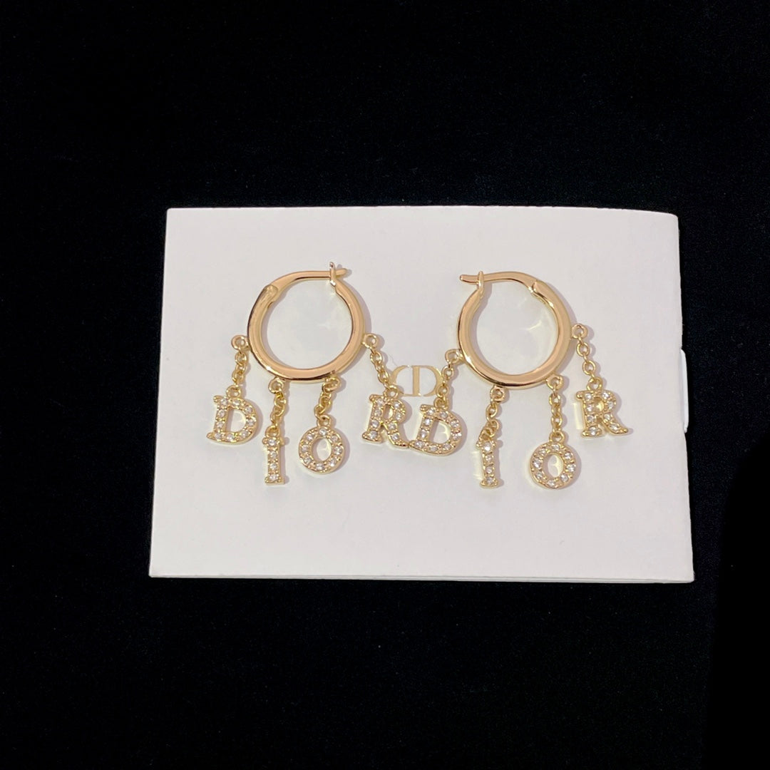 do pendant full diamond letter gold earrings eha233