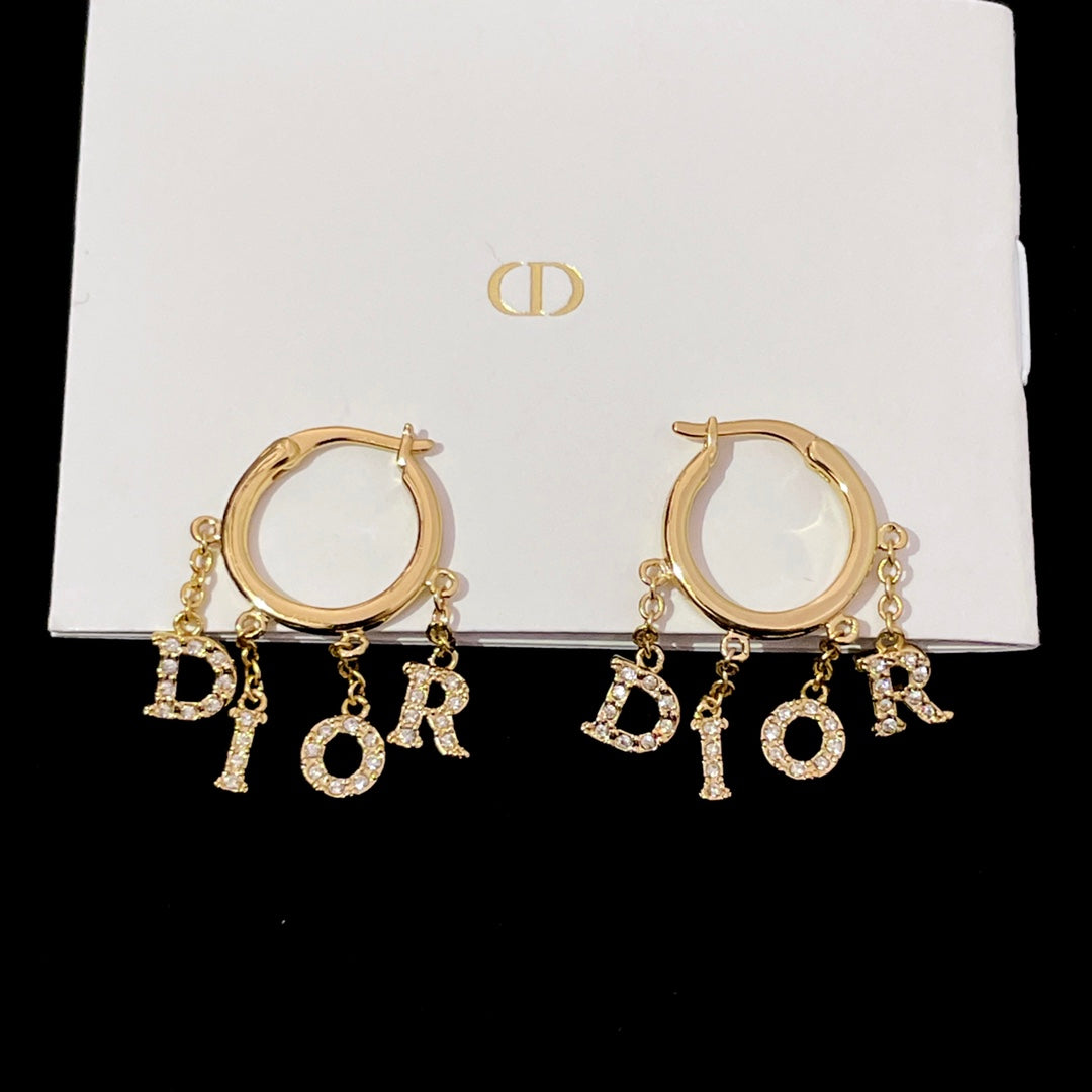 do pendant full diamond letter gold earrings eha233