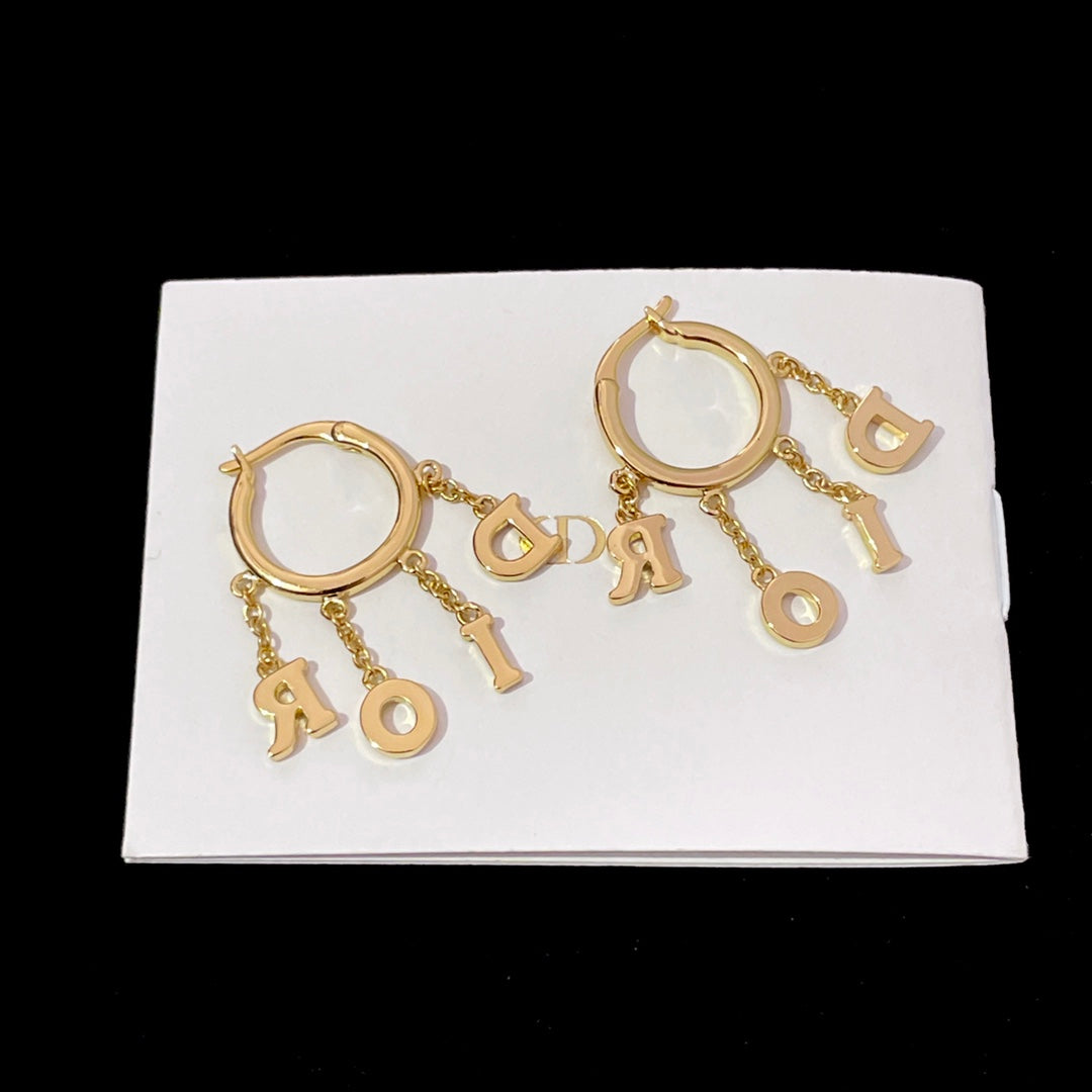 do pendant full diamond letter gold earrings eha233