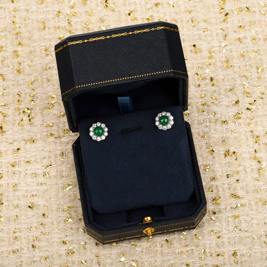 caibao series green jade marrow pearl ear buckle eha268