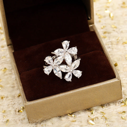 caibao series butterfly silver ring jza81