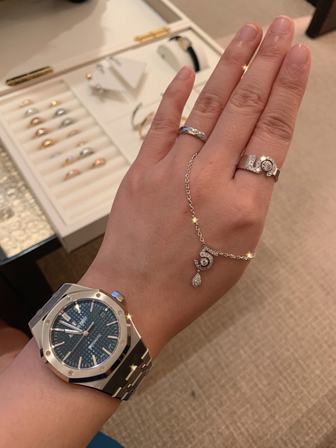cha n 5 platinum diamond ring jza116