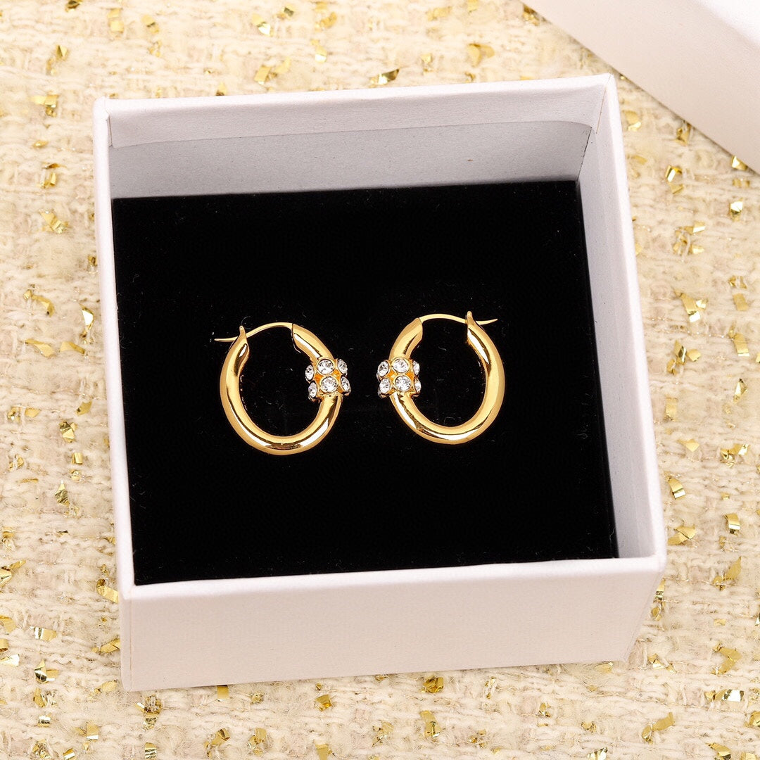 golden oval ring earrings eha339