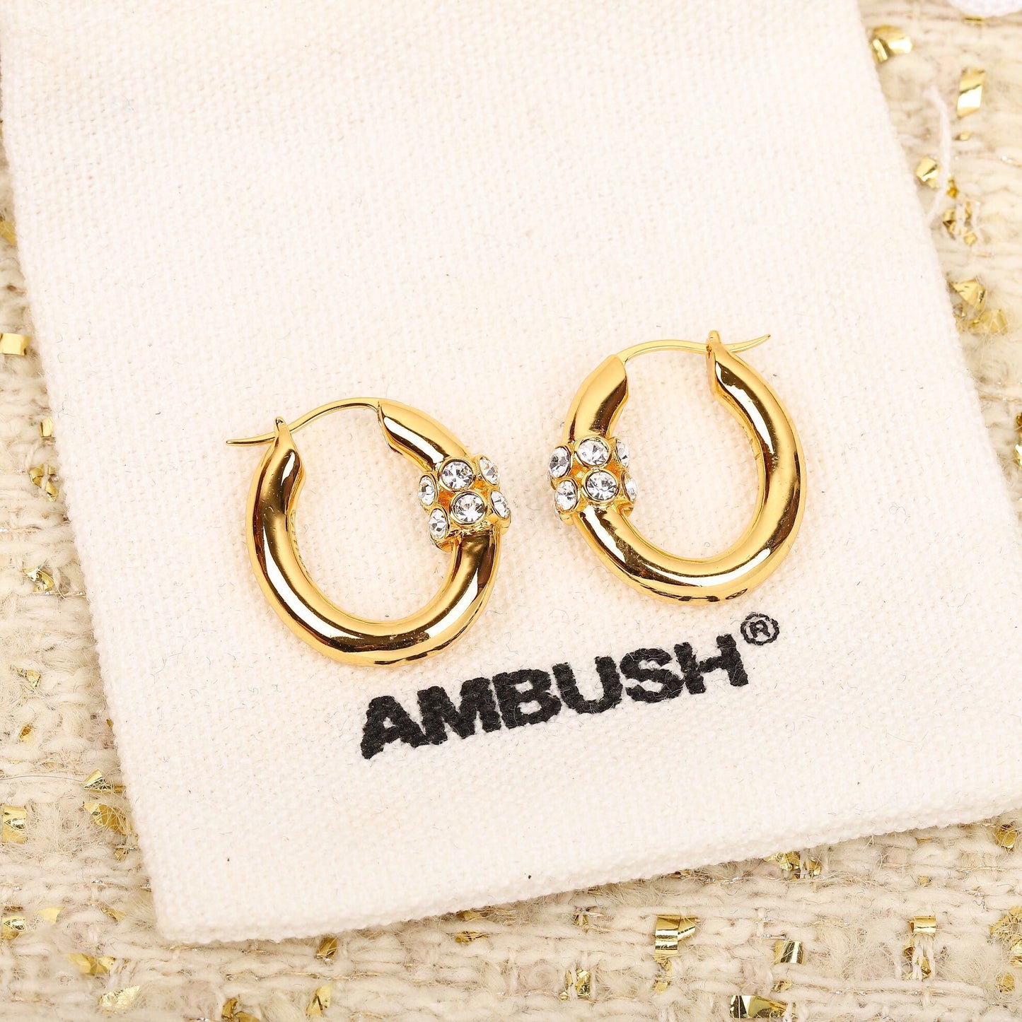 golden oval ring earrings eha339