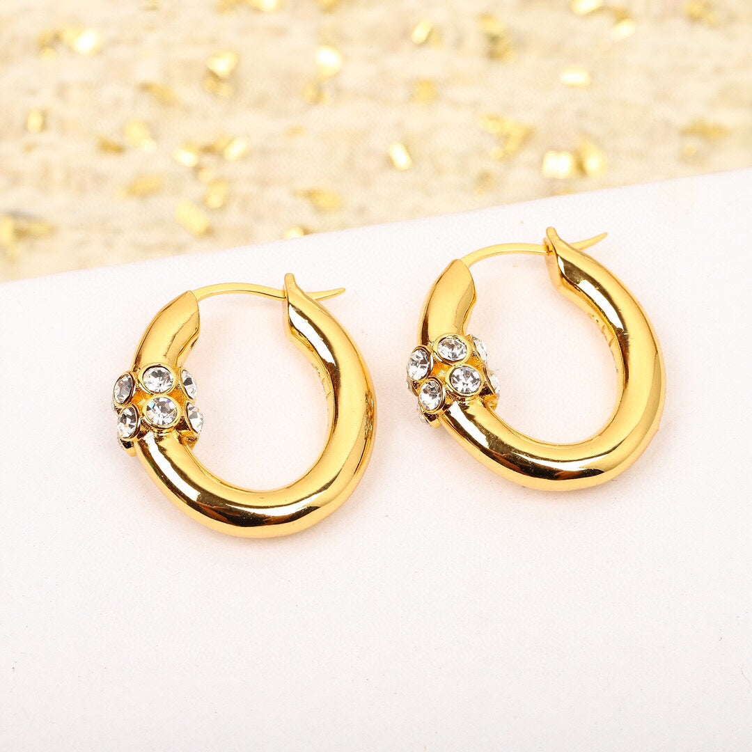 golden oval ring earrings eha339
