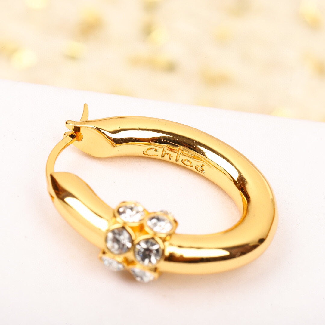 golden oval ring earrings eha339