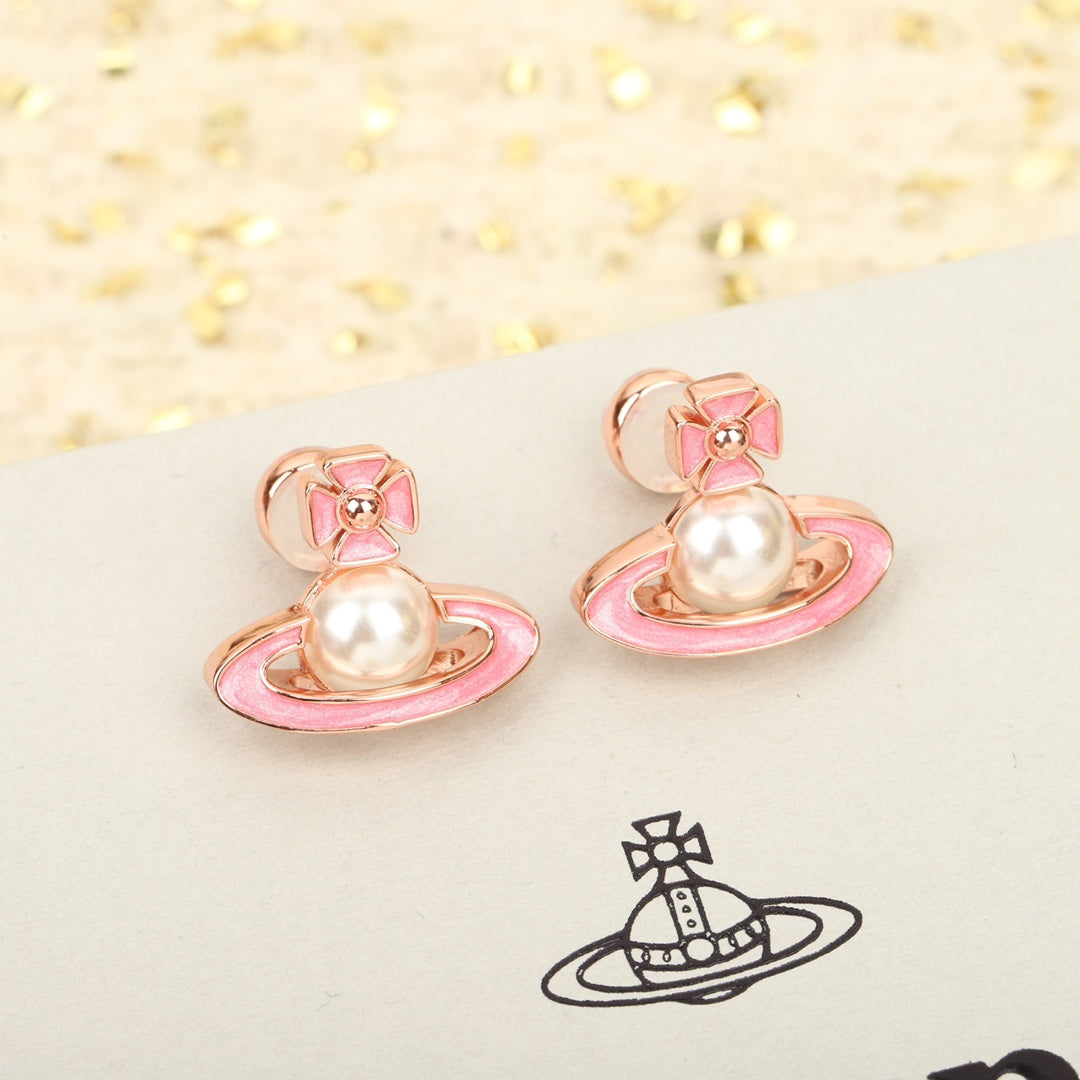 Colorful Universe Pearl Pink Earrings EHA774