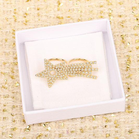five pointed star hollow gold ring jza110