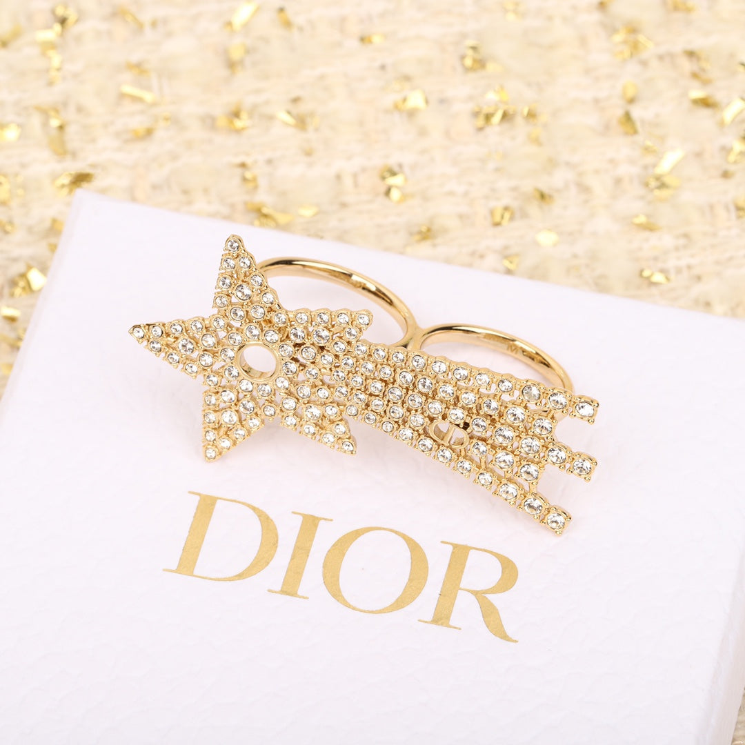 five pointed star hollow gold ring jza110