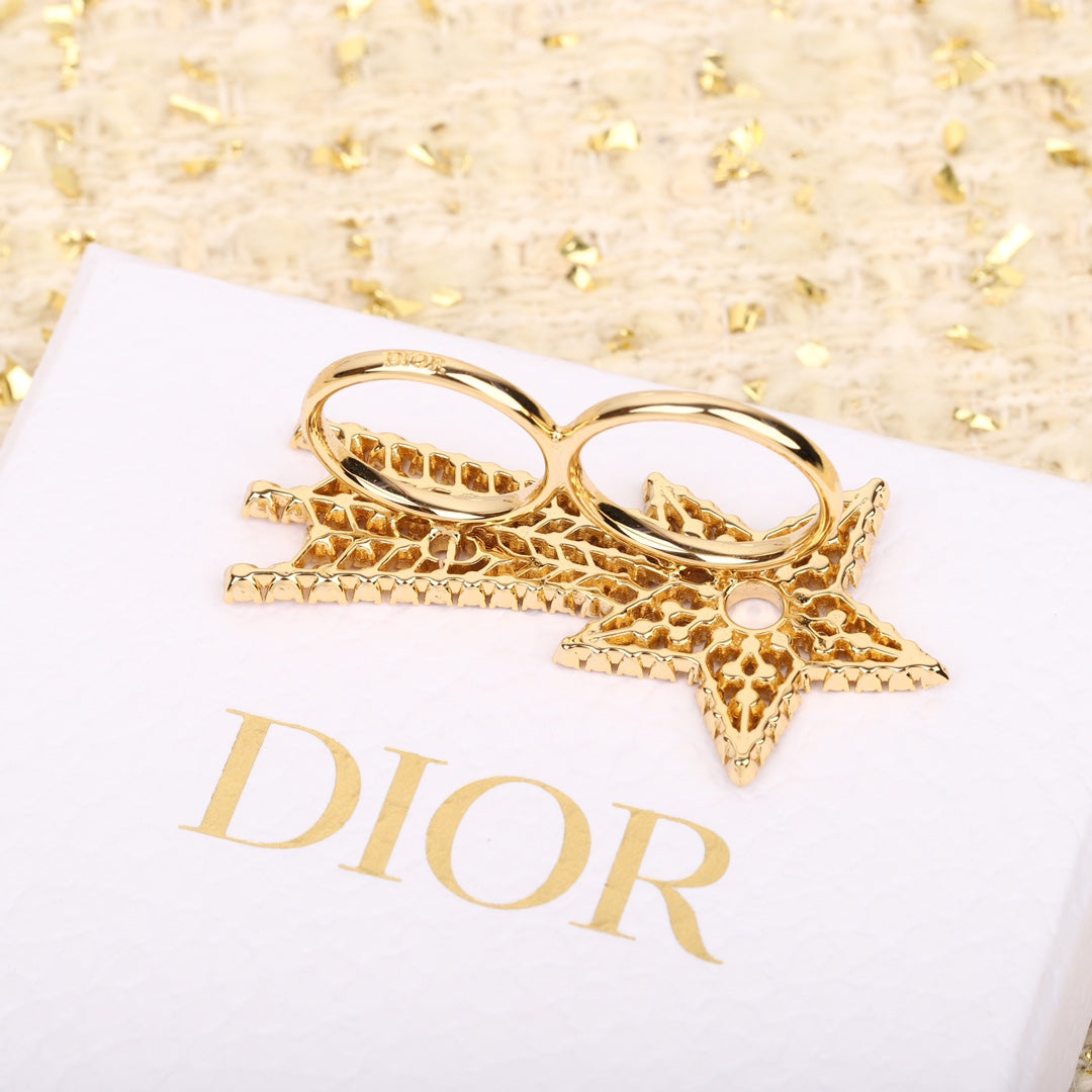 five pointed star hollow gold ring jza110