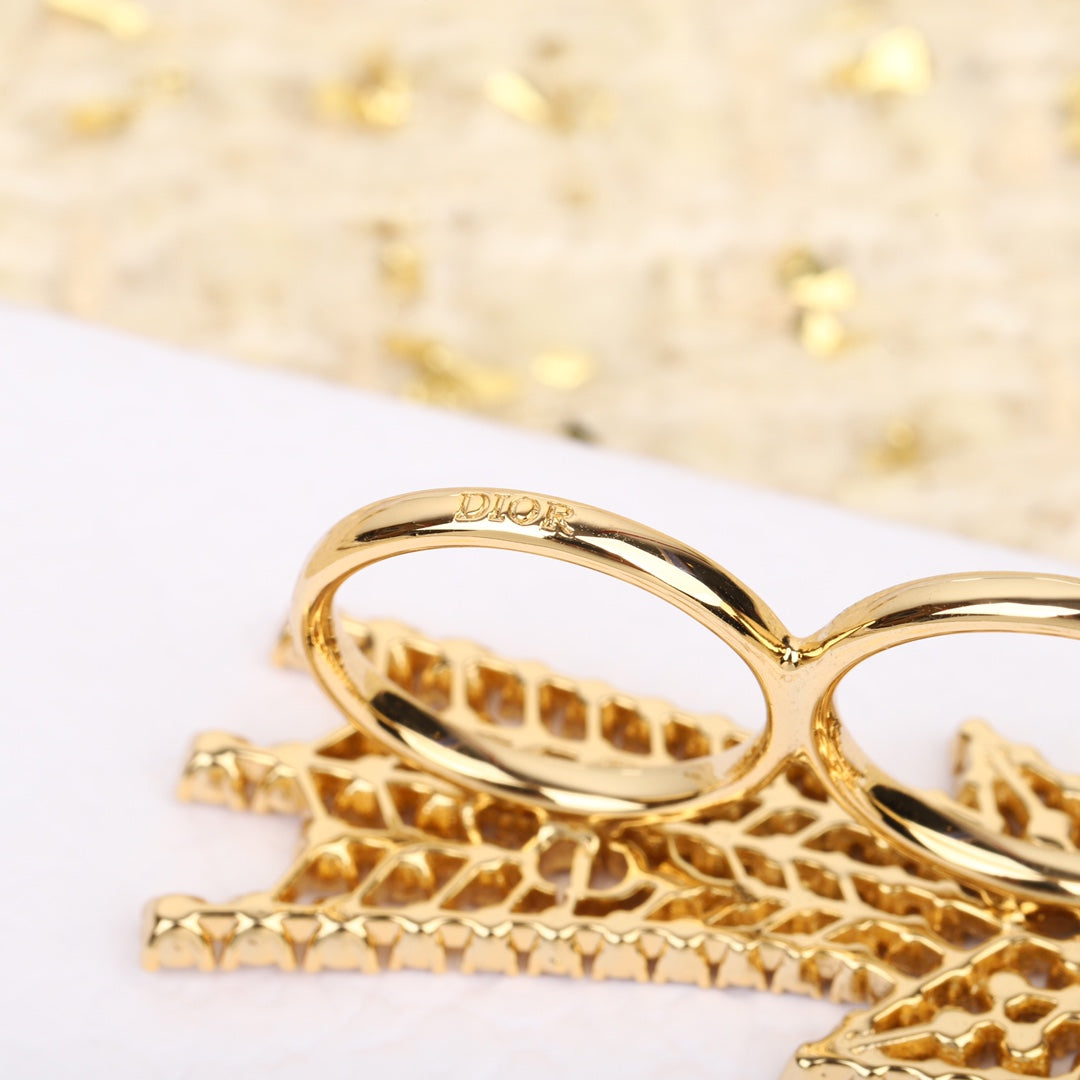 five pointed star hollow gold ring jza110
