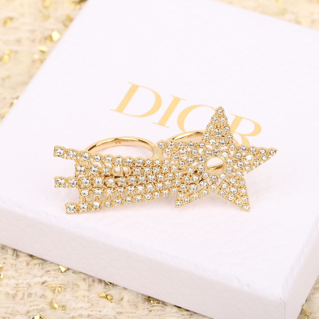 five pointed star hollow gold ring jza110
