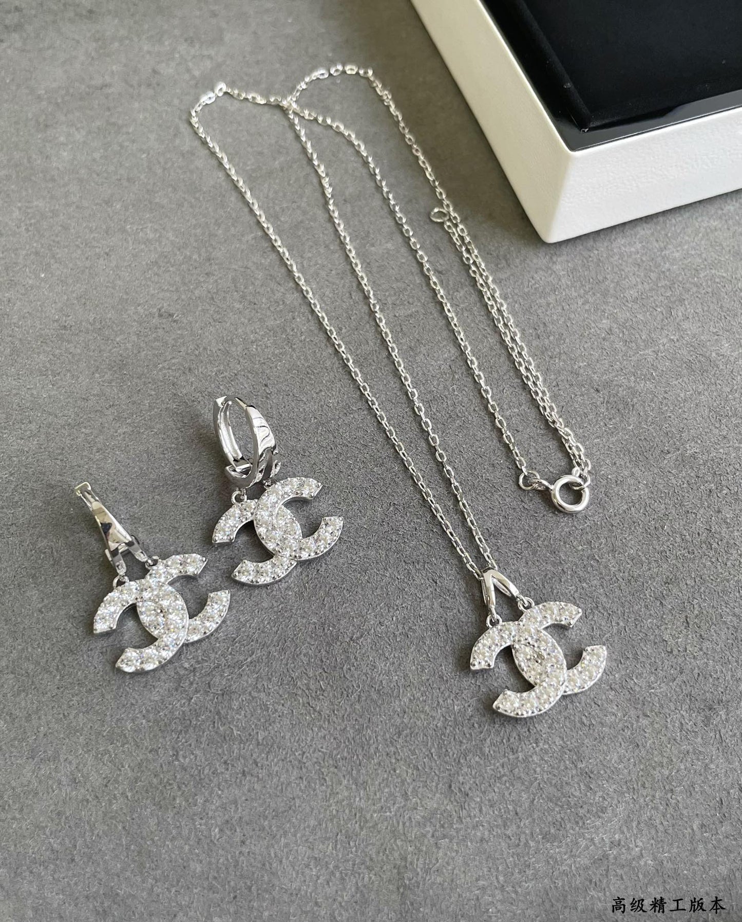 CHA pure silver double C necklace XLA217