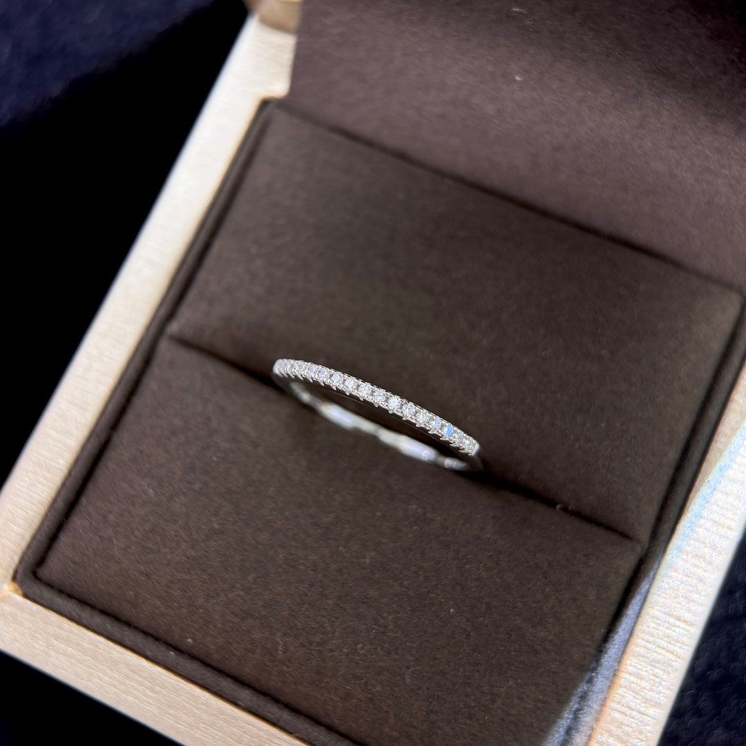 half row diamond v row starry sky pure silver ring jza74