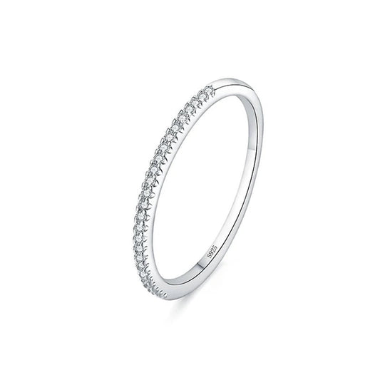 half row diamond v row starry sky pure silver ring jza74
