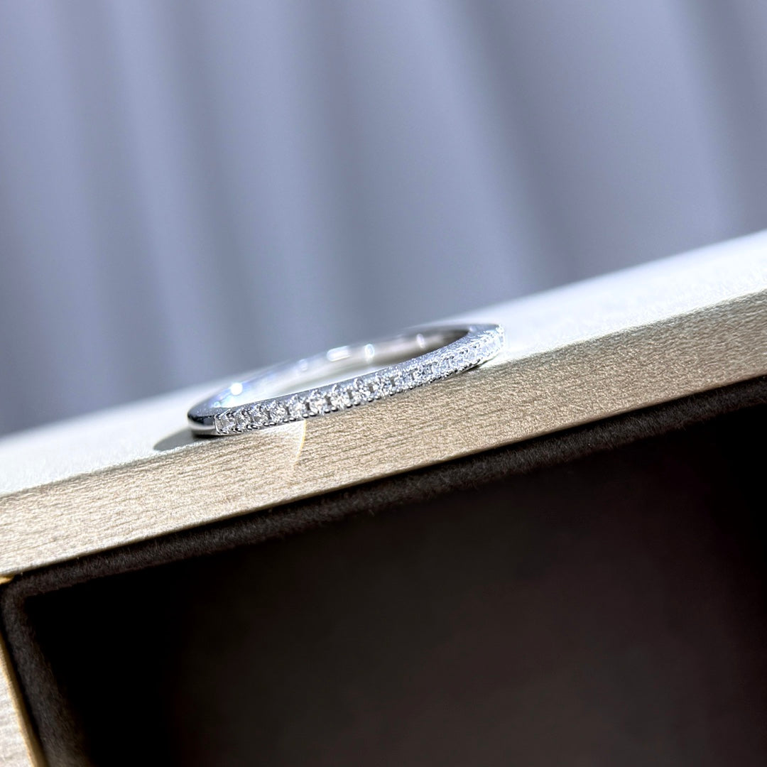 half row diamond v row starry sky pure silver ring jza74