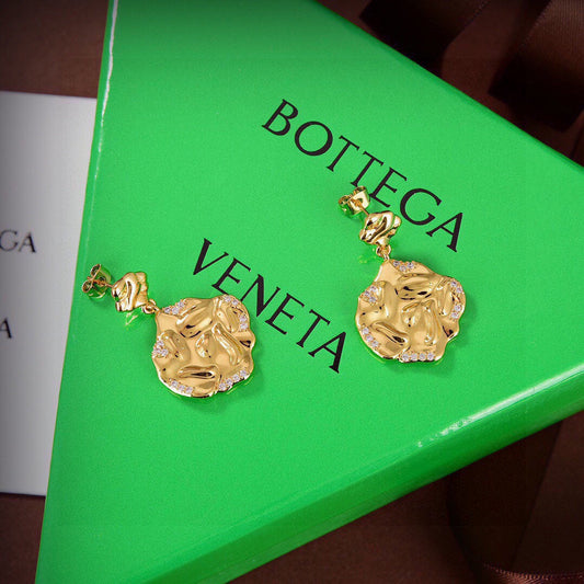 bv wrinkled irregular gold earrings