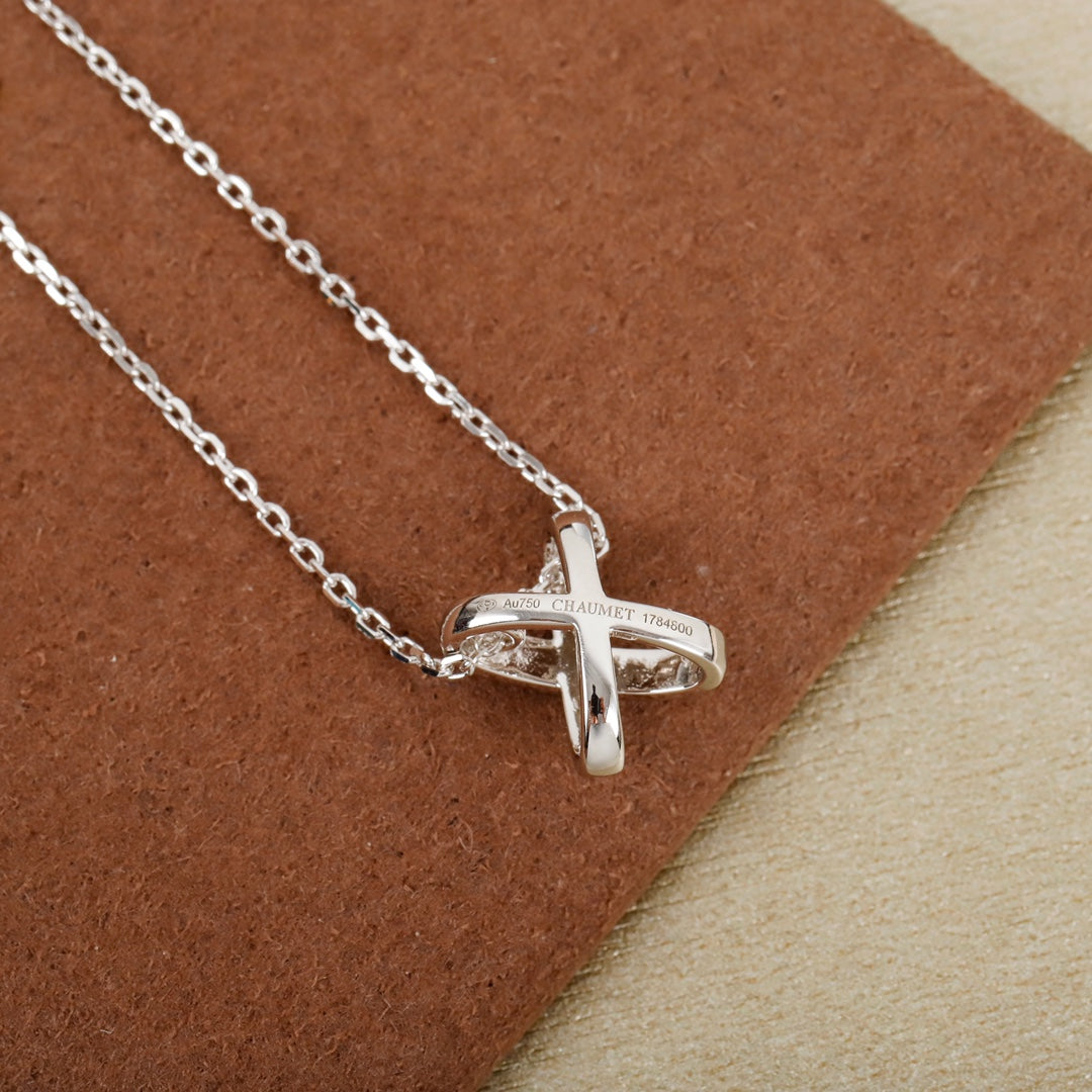 X Cross Chain Rose Gold Necklace XLA177