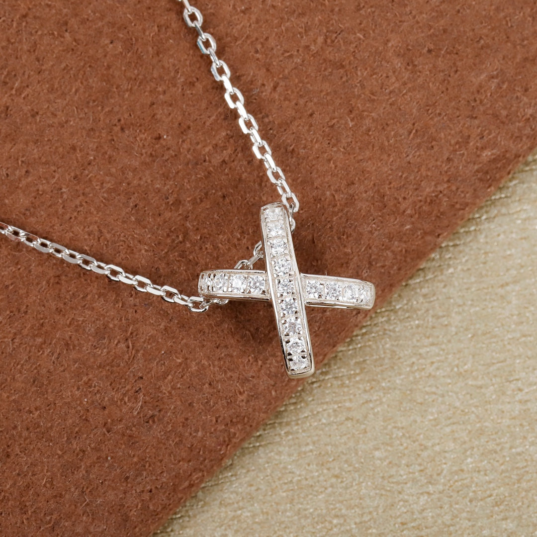 X Cross Chain Rose Gold Necklace XLA177